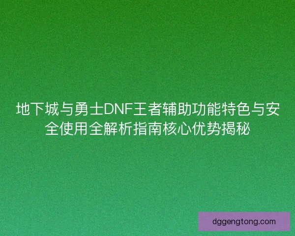 地下城与勇士DNF王者辅助功能特色与安全使用全解析指南核心优势揭秘